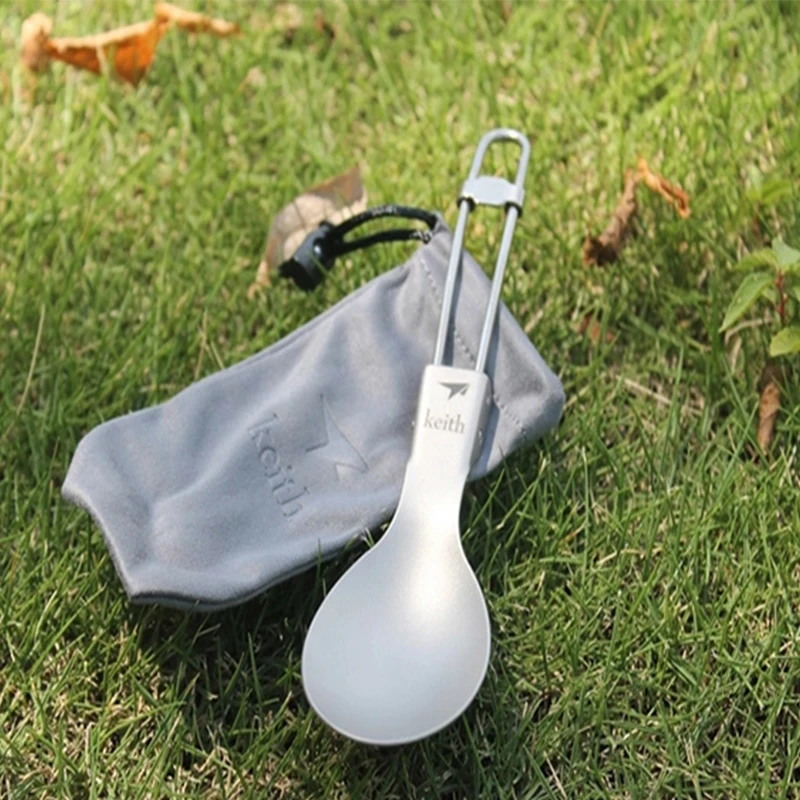 

Keith Titanium Spoon Outdoor Tableware Multifunctional Foldable Portable Camping Spoon Only 18g Ti5302