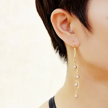 

Beautiful earrings, natural purple freshwater pearls, twig style, ladies gold earrings, handmade, creative pearl earrings