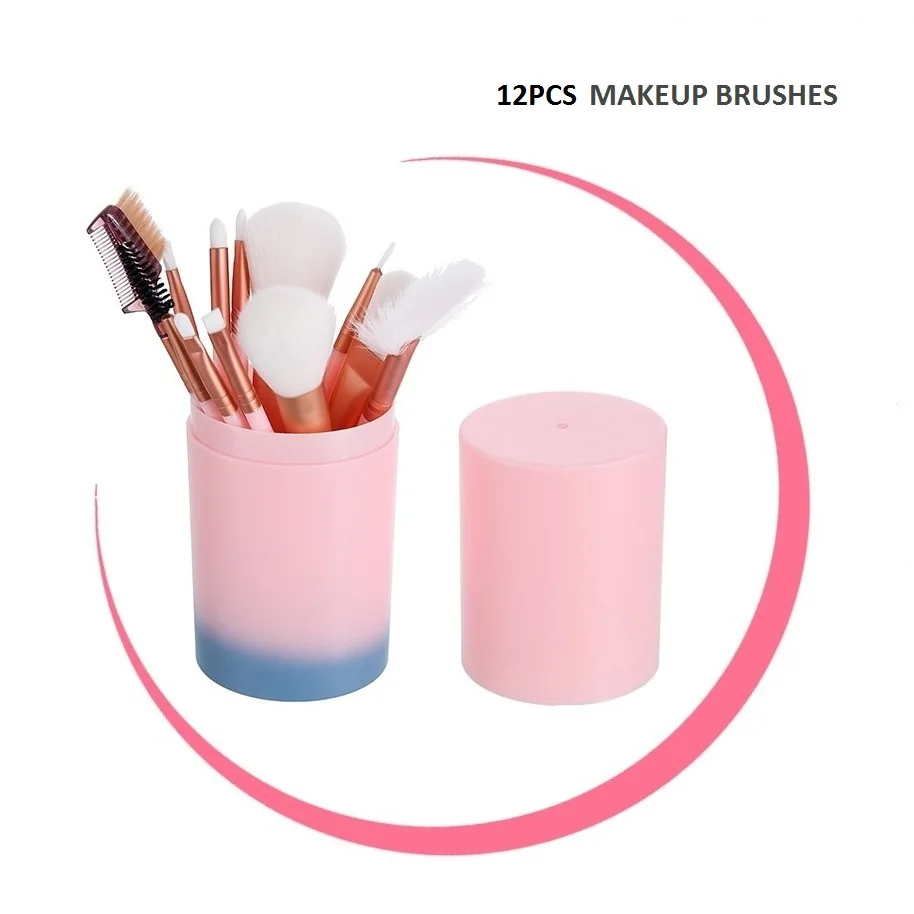 

Bucket Makeup Brushes Set Colorfull Short Powder Eyehadow Eyebrow Blush Foundation Women Make Up Brochas Holder Pincel Maquiagem