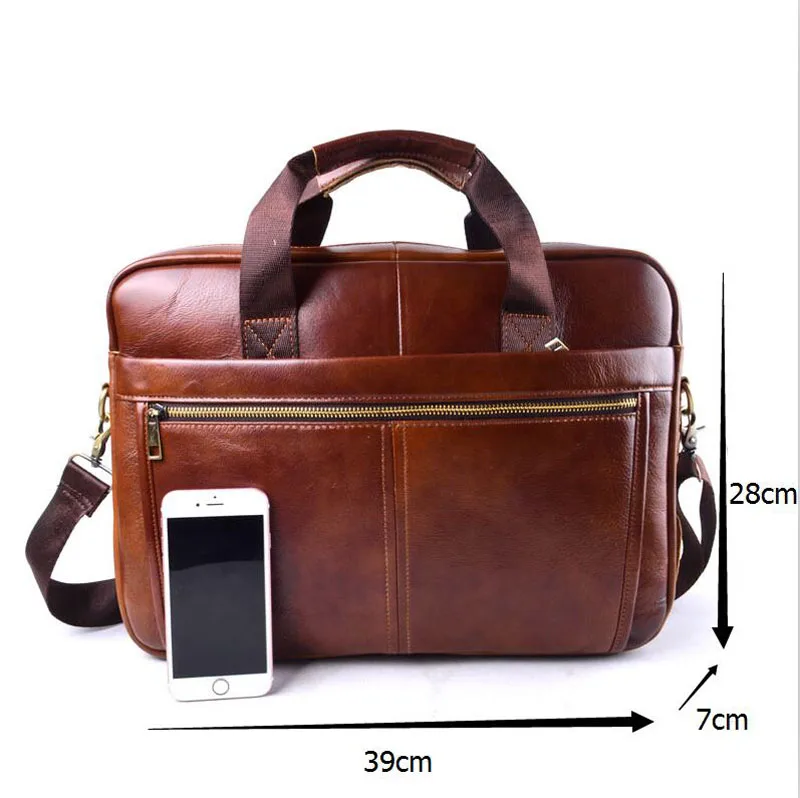 AETOO Genuine Leather Bag Men Bag Cowhide Men Crossbody Bags Men's Travel Shoulder Bags Tote Laptop Briefcases Handbags brown
