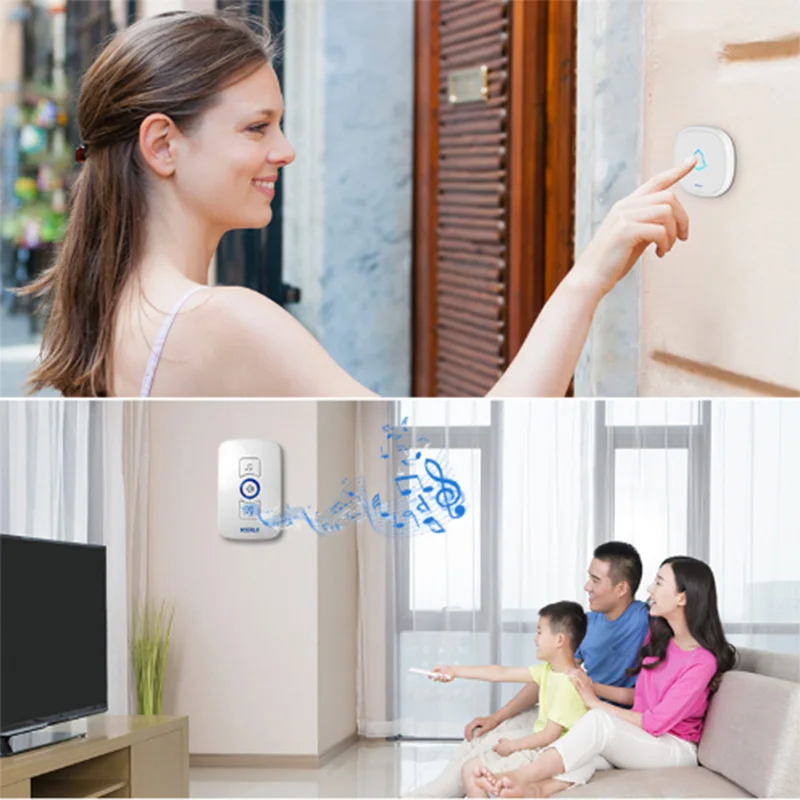 Wireless Doorbell Waterproof Cordless Smart Home Door Bell Chime Kit 32 Chimes