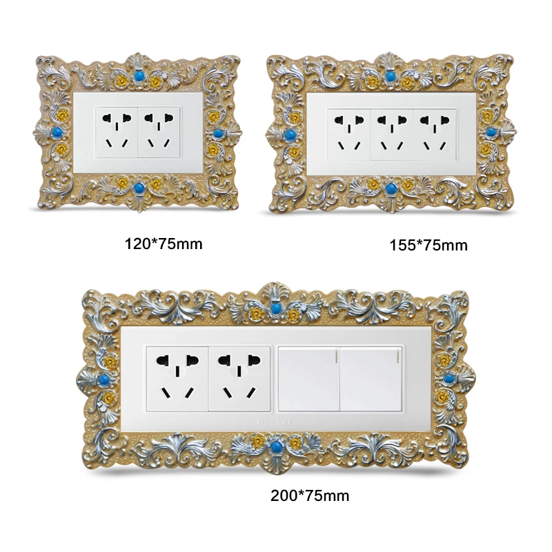 

Switch Wall Stickers Protective Cover European Resin Creative Light Switch Panel Frame Wall Socket Decorative Sets
