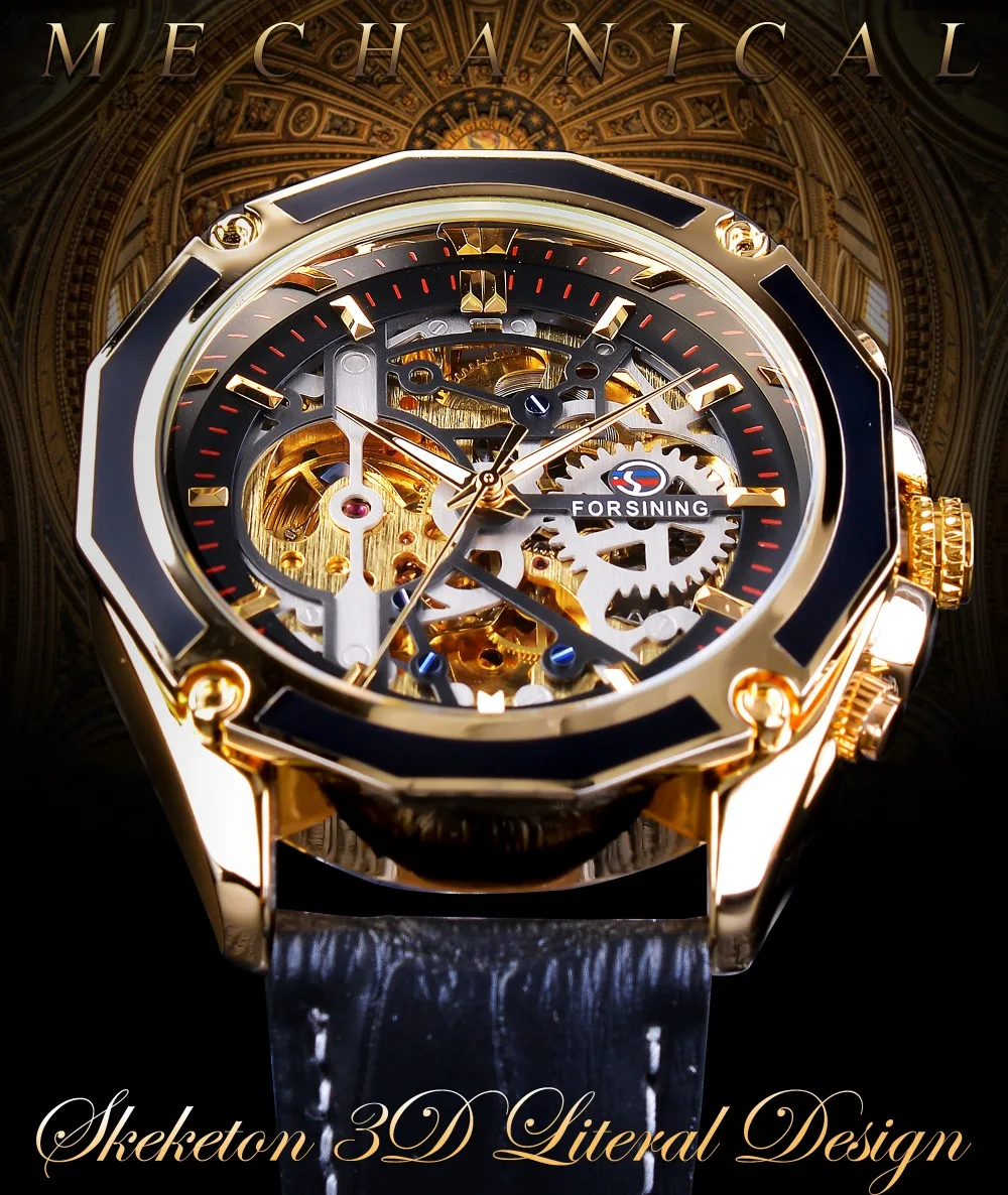 Forsining роскошные открытые рабочие часы, прозрачный чехол, часы с автоматическим заводом, мужские часы, часы-скелетоны, лучший бренд, роскошные