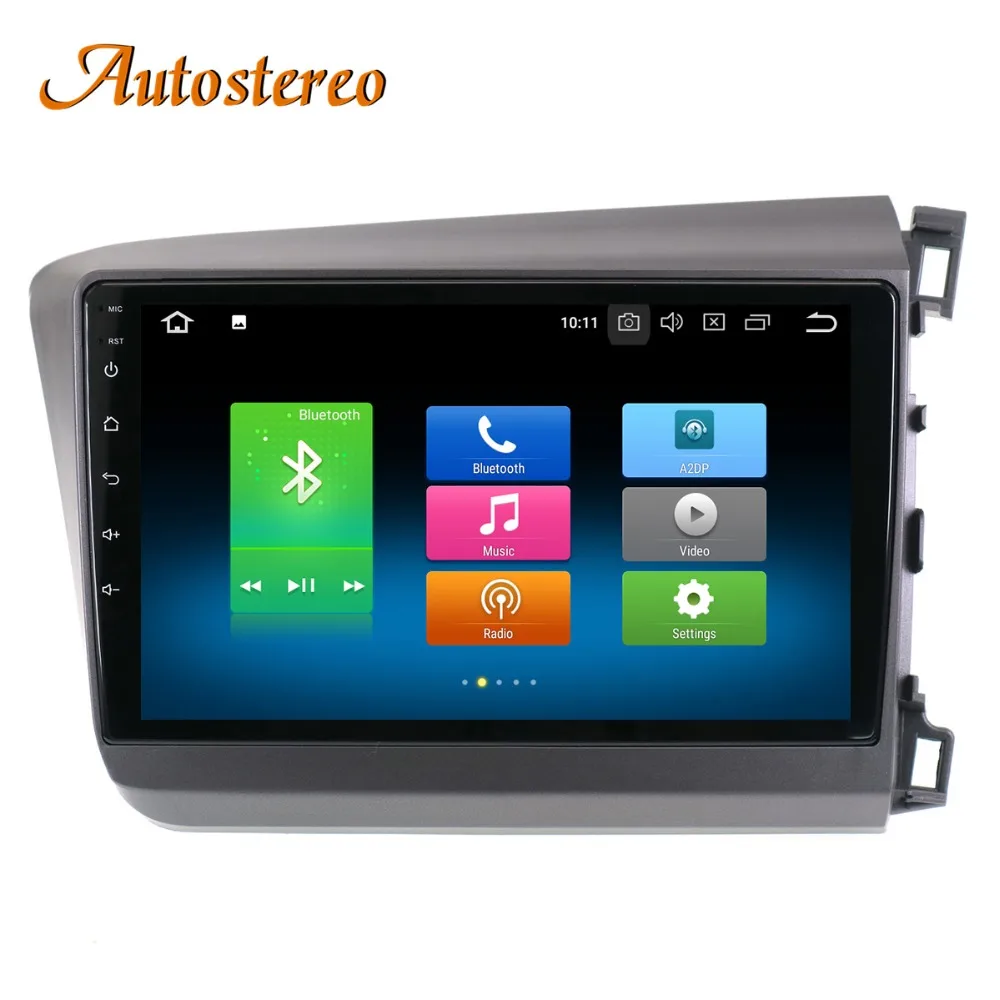Excellent Android 8 Car no DVD player GPS navigation radio Stereo For Honda Civic 2012 13 14 15 multimedia radio tape recorder head unit 2
