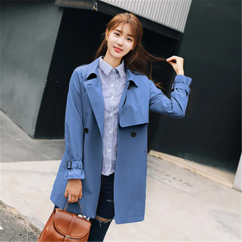 Solide Automne De Paragraphe Blue Trench Femelle À Tranchée 2019 Court Manches Deep Mode blue khaki Chic coats Longues V533 Printemps Hauts armygreen Femmes Survêtement PAPSwCq