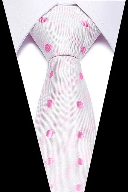 7.5m Mens Ties Pink Man Fashion Polka Dot Plaid Striped Floral Neckties Corbatas Gravata Jacquard Silk Business Tie for Men L45
