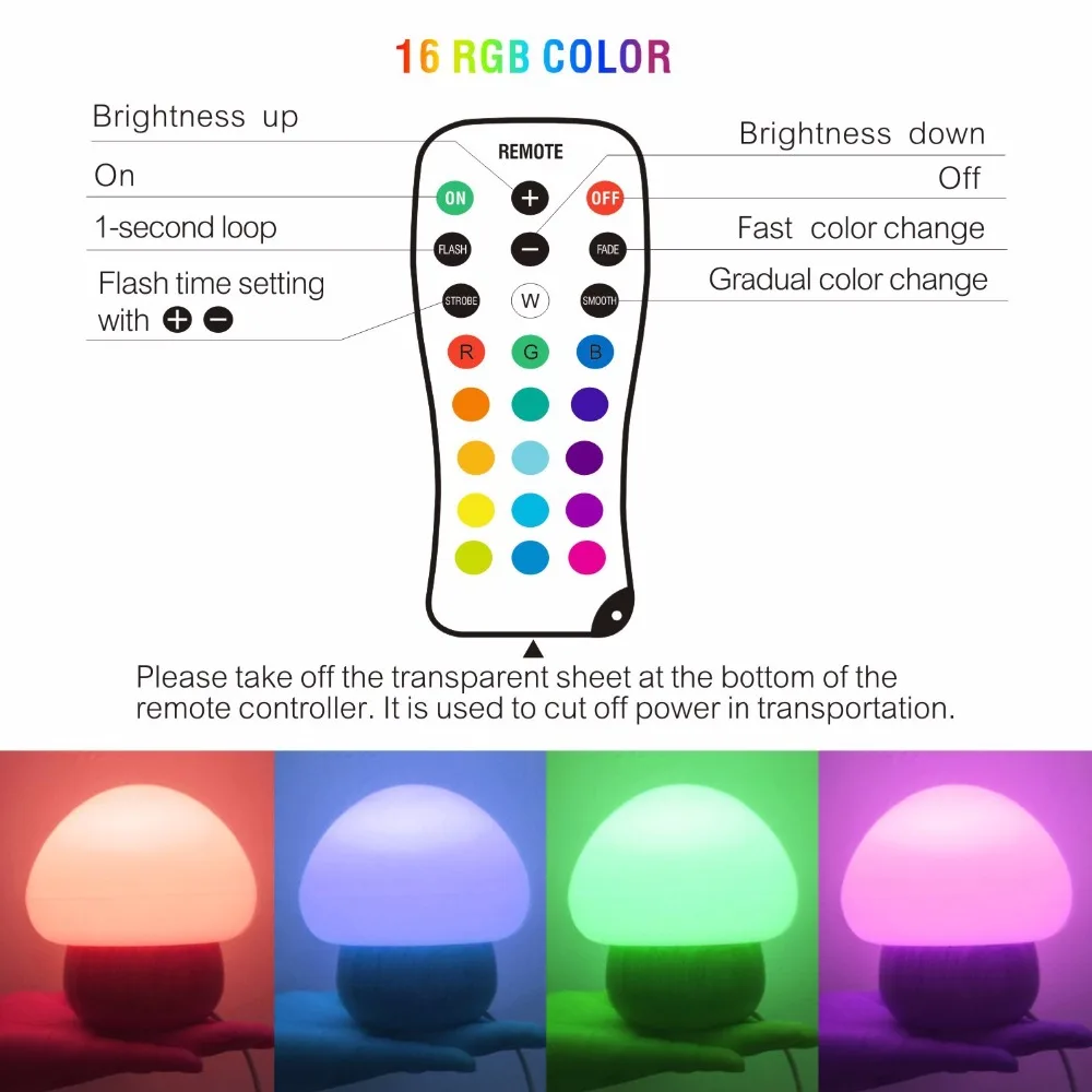 Деревянный грибок светодиодный ночник многоцветный RGB беспроводной дистанционного затемнения силиконовые настроение для детей подарок