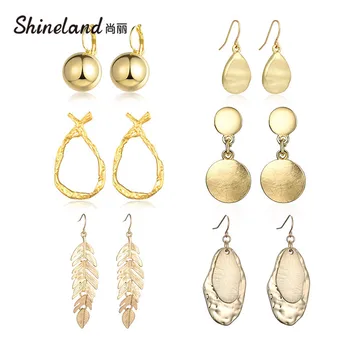 

Shineland Fashion Statement 2020 Big Geometric Metal earrings For Women Hanging Dangle Drop Earrings for Women Punk Gifts Cheap