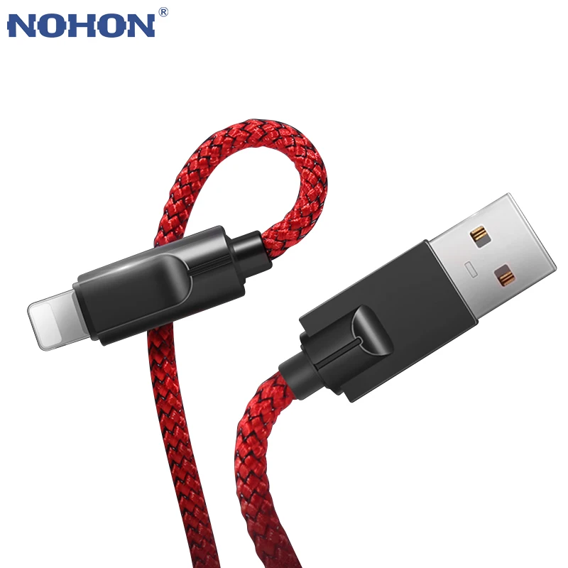 

NOHON 2M 1M 8Pin Apple Micro Type C USB Cable For iPhone Xiaomi Mi9 Samsung S9 Fast Charging Wire USB-C Mobile Phone Charge Cord