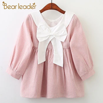 

Bear Leader Girls Dress New Brand Spring Back Bow Dress for Girl Striped Robe Fille Ruffles Full Petal Sleeve Kids Clothing 3-7Y