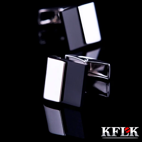 

KFLK Luxury shirt cufflinks for mens Gift Brand cuff bouton de manchette Black cuff link High Quality abotoaduras Jewelry