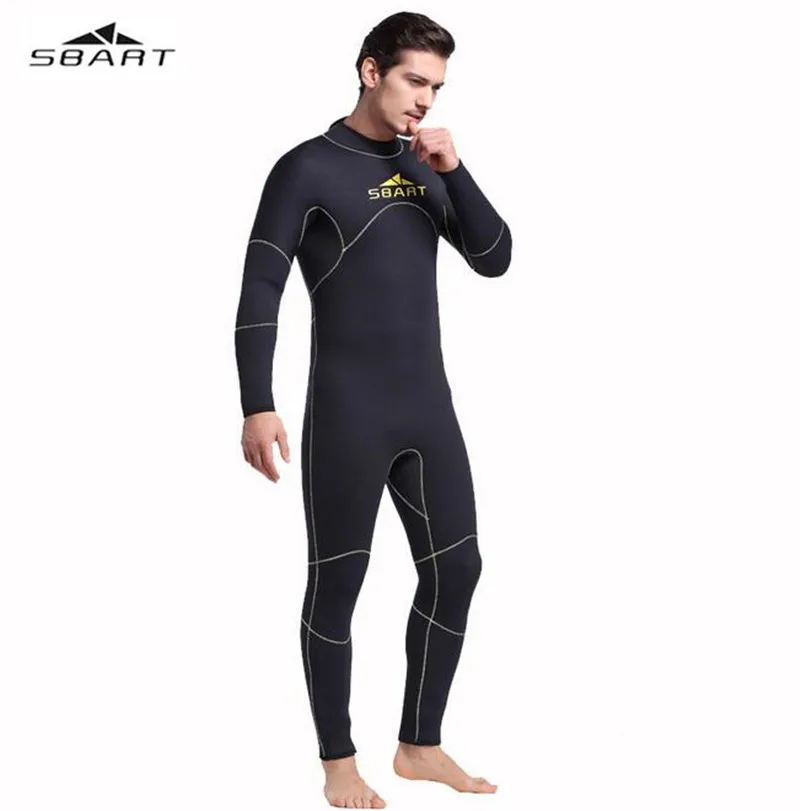 

SBART Warm Men 5MM Thick Neoprene Spearfishing Wetsuit Black Solid One Piece Scuba Diving Suits Surfing Sailing Wet Suits