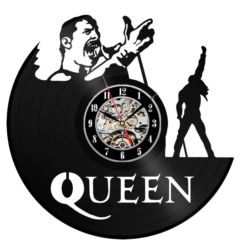 Freddie Mercury Vinyl Record Wall Clock Queen Rock Band Music Wall Art Decor Vintage duvar saati Freddie Mercury Vinyl Record Wall Clock Queen Rock Band Music Wall Art Decor Vintage duvar saati