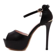 Damen frauen high heels schuhe frau peep toe Schöne sommer pumps pu-leder-plattform dünne high heels frau partei schuhe