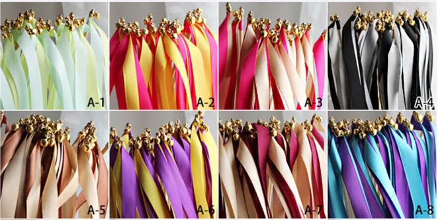 10pcs Star Colourful Twirling Ribbon Wands with Bells on Wooden Sticks