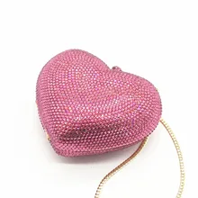 XIYUAN белый/черный/красный/ярко-розовый цвет/серебристый/зеленый в форме сердца кристалл алмаза сцепления Кошелек Сумочка для Колледж студенты подарок