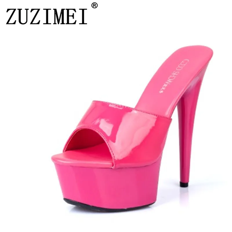 

Woman Wedding Shoes Sandals Nightclub Sexy High-heeled Shoes Slippers Fine With Platform Sandal Heel Hight 15cm Summer Pumps