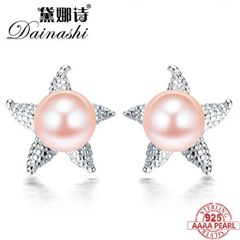 

Dainashi Shining Sea Star Pearl Earrings 100% Natural Freshwater Pearl Starfish Stud Earring for Women Fine Jewelry Earrings