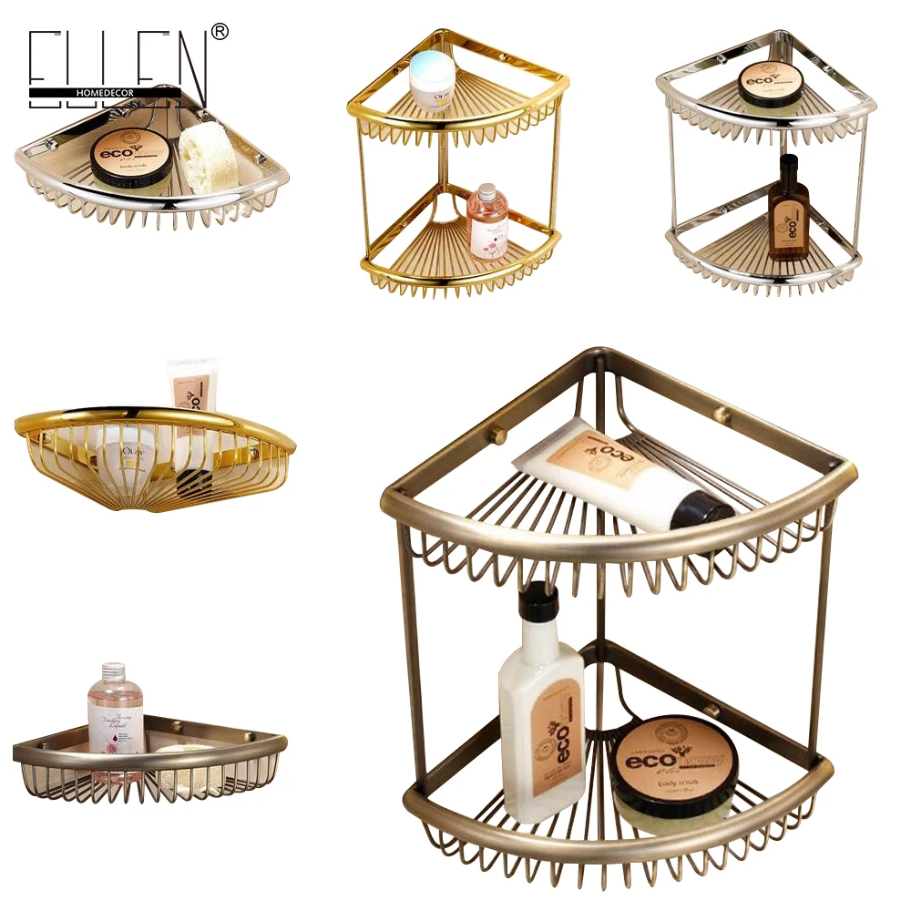 Buy Brass double space bathroom shelf for bath shower