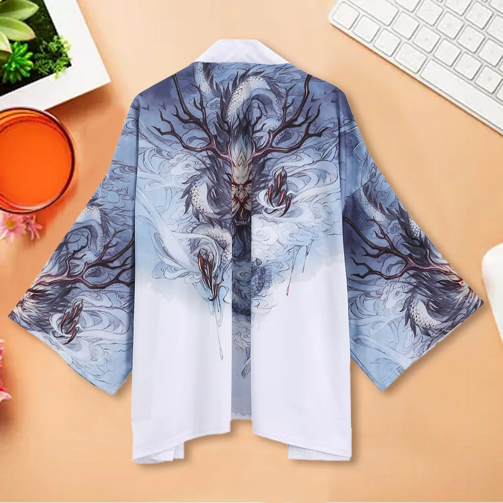 Buy Japanese Kimono Cardigan National Print Loose Jacket Yukata Coat Baggy ...