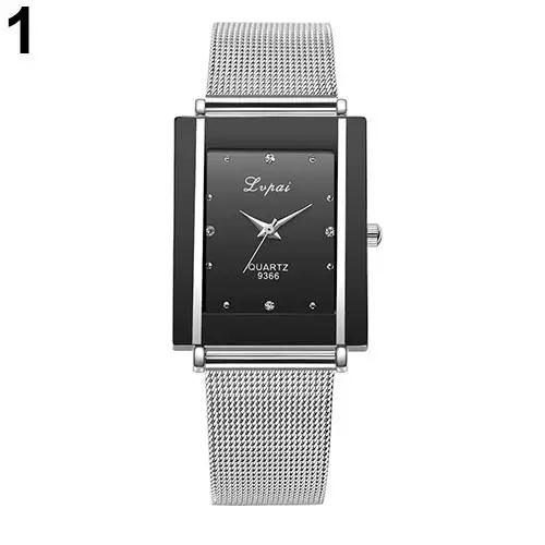 

Men Women Fashion Rectangle Dial Stainless Steel Net Strap Quartz Wrist Watch Bracelet dropshipping