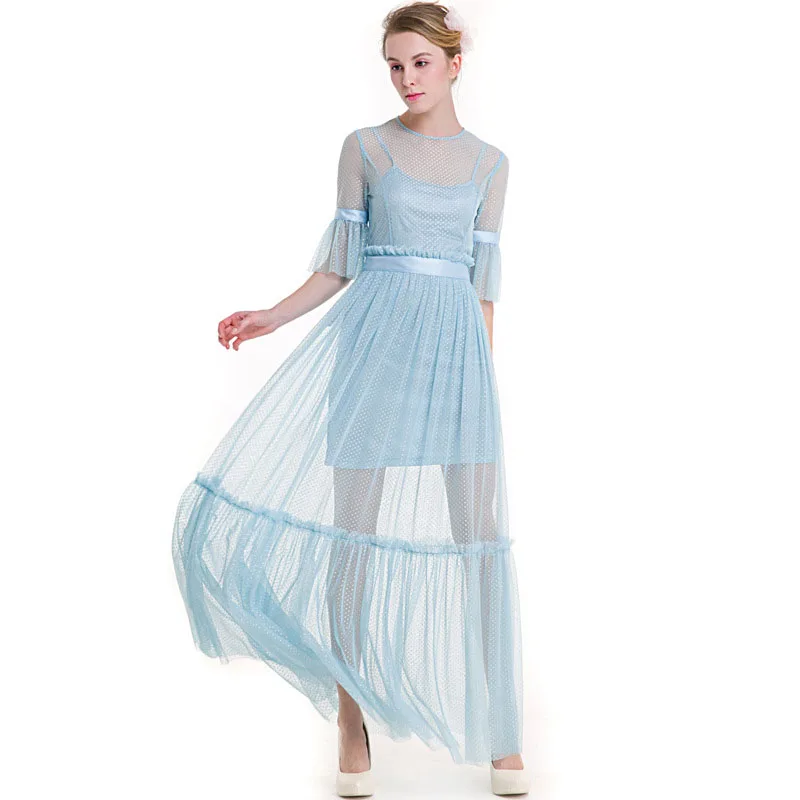 light blue mesh dress