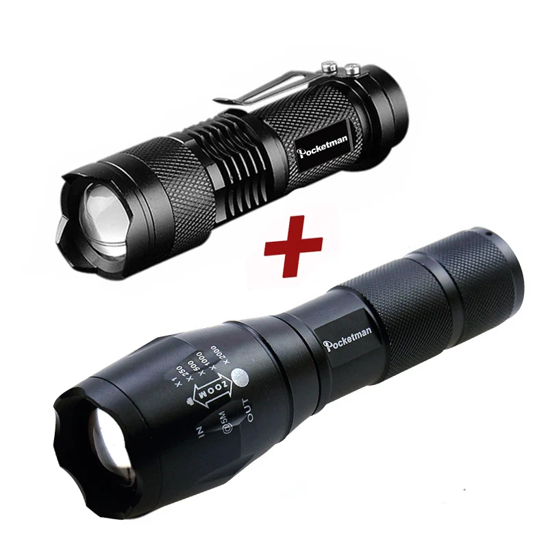 blacklight torch Drop Shipper Promotion Set! LED Flashlight T6 Tactical Flash Light + Q5 Mini Torch Lanterna Zoomable Waterproof Flashlight Bike emergency flashlights Flashlights