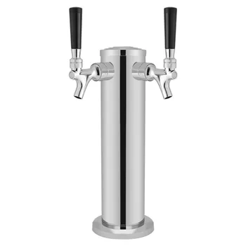 

Dual Taps Stainless Steel Draft Beer Tower Dispense Drinking Chrome Faucet for Home Bar Beer Dispensing Pub Use