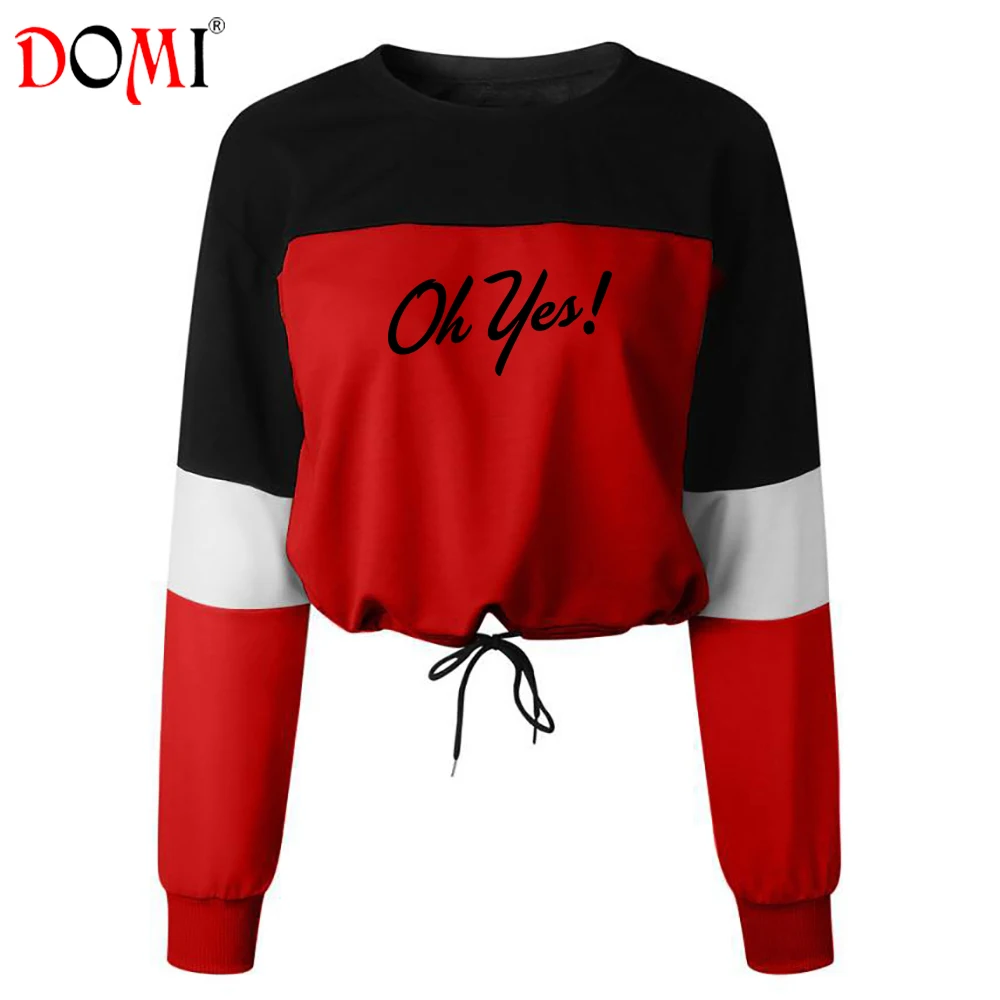 DOMI/Новые осенние женские Свитшоты Oh yes! Контрастный свитер в стиле пэчворк с