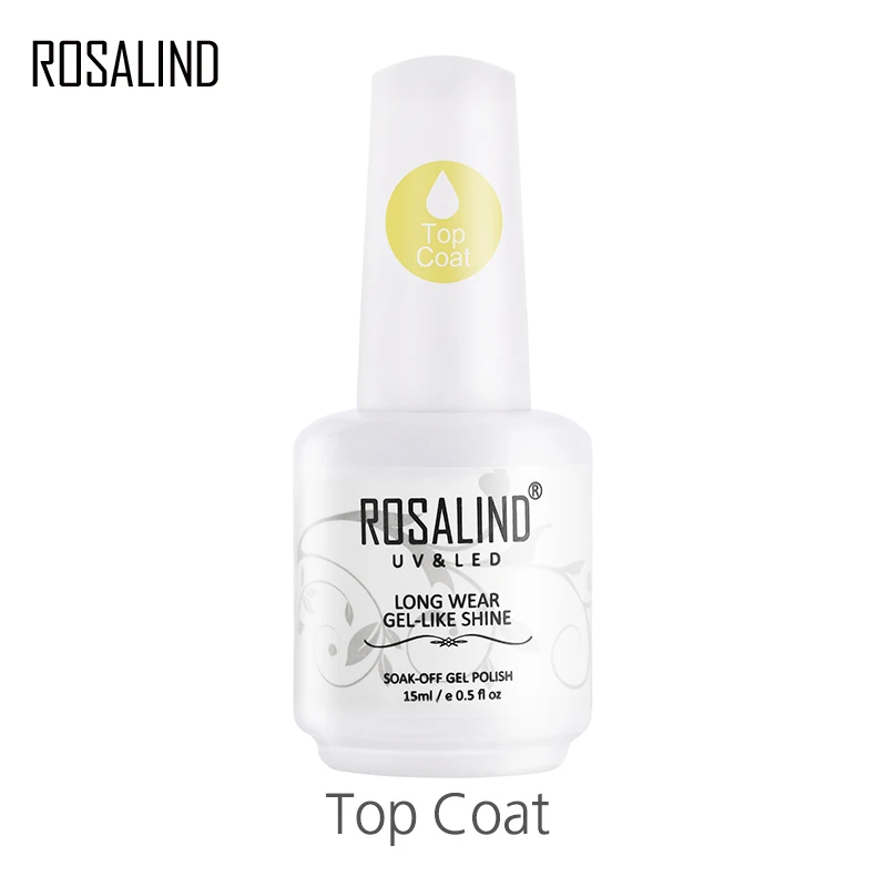 ROSALIND 15 мл верхнее покрытие Гель-лак для ногтей Гель-лак Vernis полупрозрачный для дизайна ногтей УФ-светодиодный светильник для ногтей
