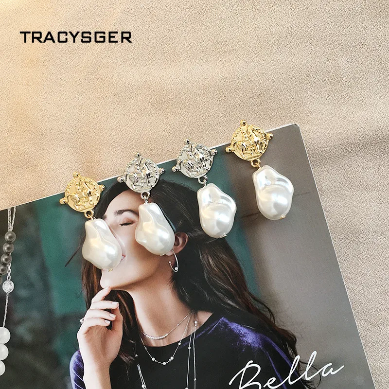 Ач-84498/TRACYSGER/натуральный жемчужный серьги в виде монет | Украшения и аксессуары
