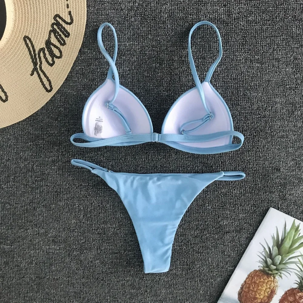 Sexy Mini Yellow Micro Bikini Swimsuit High Waist Triangle Thongs Push Up Female Swimwear Brazilian bikini 2019 Bathing Suit3