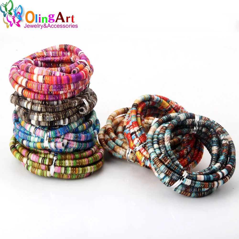 Цветная хлопковая нить OlingArt 6 мм 2 м/лот с градиентной золотой нитью для