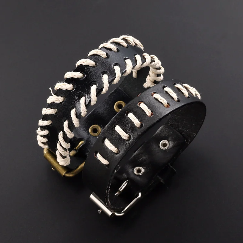

Fashion simple men and women leather woven bracelets artificial leather woven adjustable bracelet Jewelry gift DIY accessories