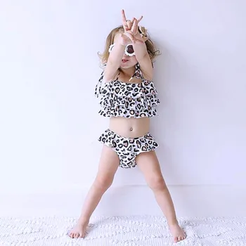 

Summer Cute Baby Toddler Baby Girl Beach Beach Leopard Print Swimsuit+Shorts Swimwear Set Children Swimming Suit A514