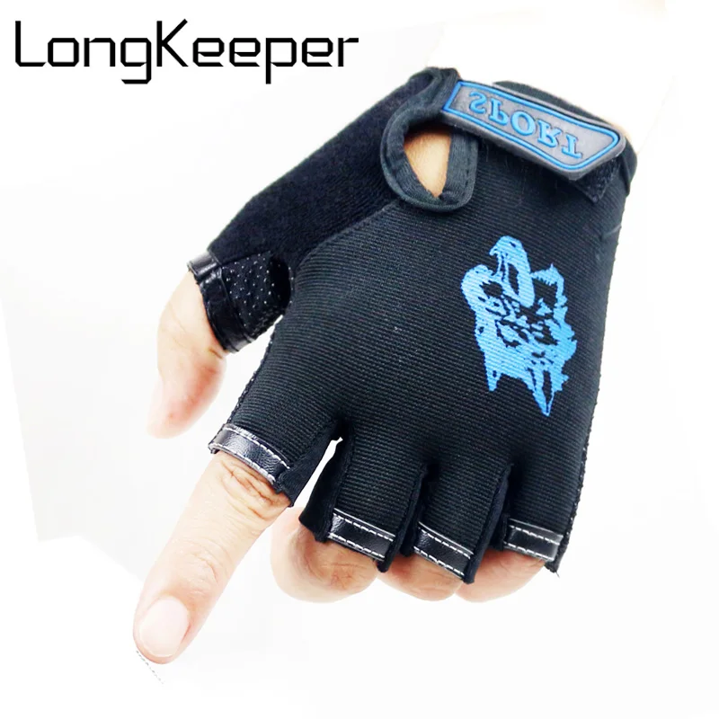 LongKeeper горячие спортивные перчатки Половина Finger принтом волка детские варежки против скольжения для мальчиков и девочек перчатки дышащий Размер для детей 5-13 лет для детей