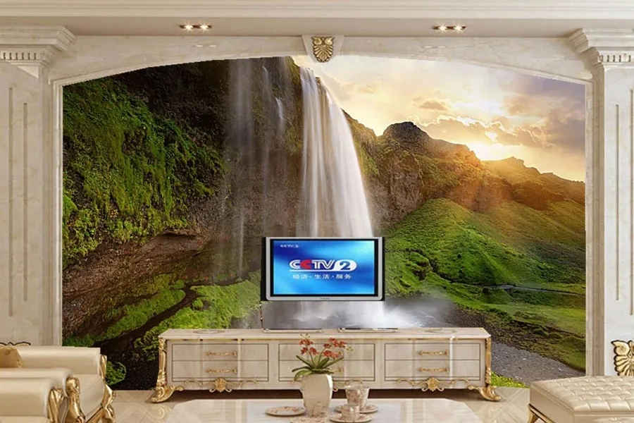 

Custom mural wallpaper,The majestic mountain waterfall papel de parede, living room sofa TV wall bedroom modern design wallpaper