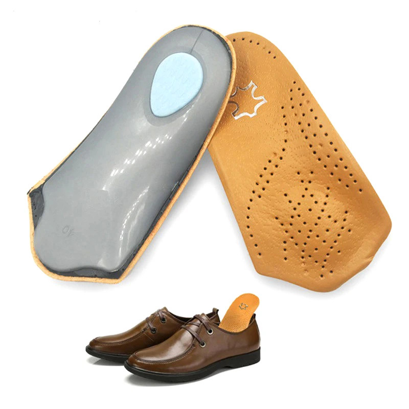 

Flat Foot Insoles Brown Leather Arch Half Pad Invisible Non-slip Thickened Half Pad for men and women Leather orthotics Insole