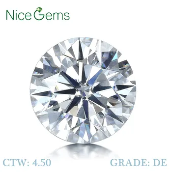 

NiceGems Moissanite 4.5CTW Round Hearts And Arrows Cut Colorless 10.5MM D Color lab Grown Diamond Loose Gemstone VVS1