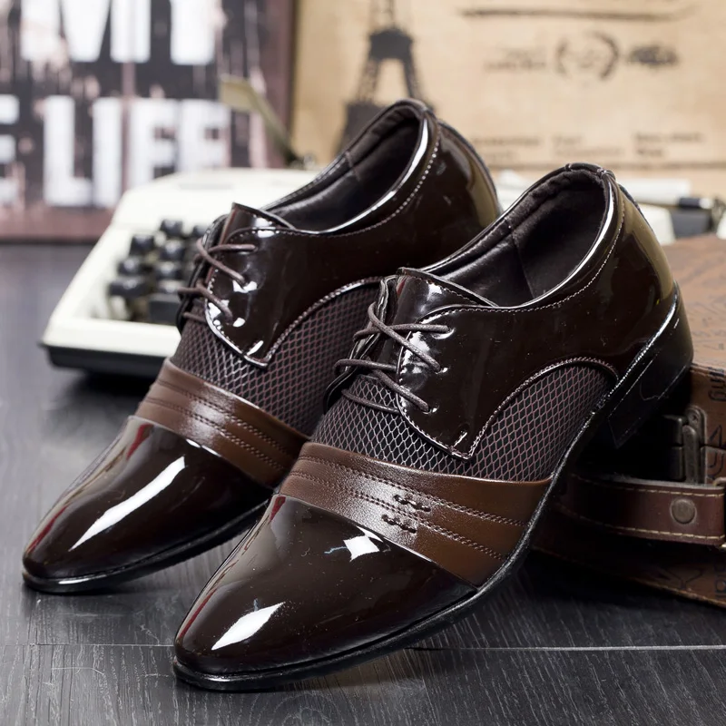 Men Dress Shoes Cheap Leather Wedding Shoes Pointed Toe Men Oxford ...