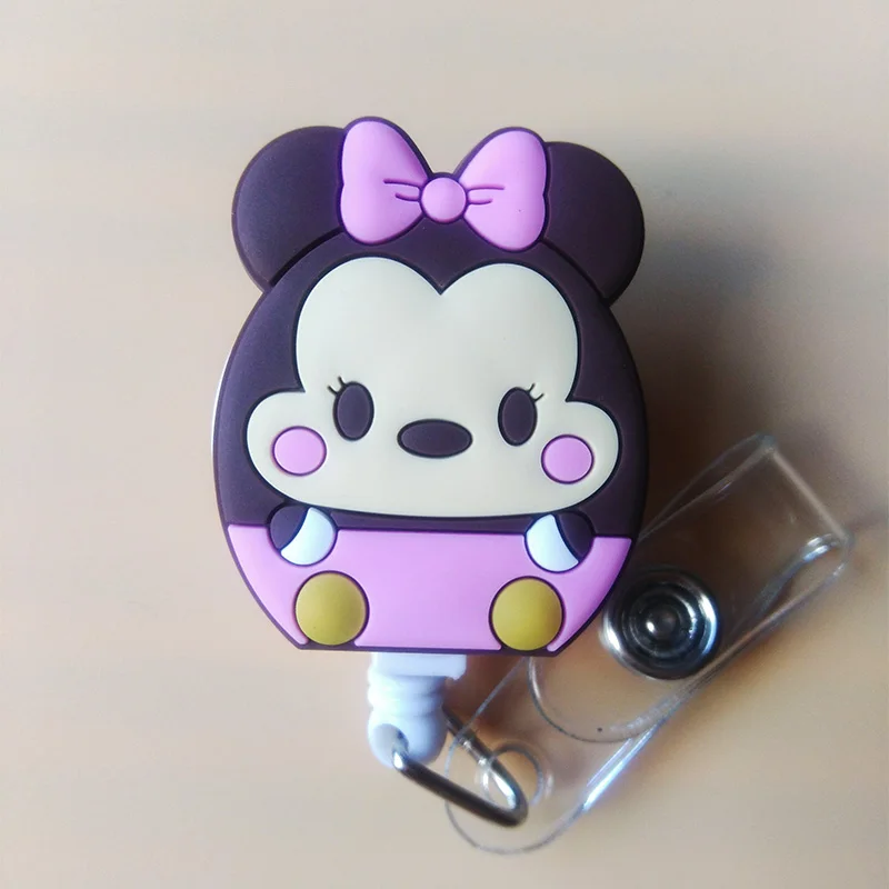 1Pcs Cartoon Bear Retractable Badge Reel Student Nurse Horizontal type Exihibiton ID Name Card Badge Holder Stretched 60 cm