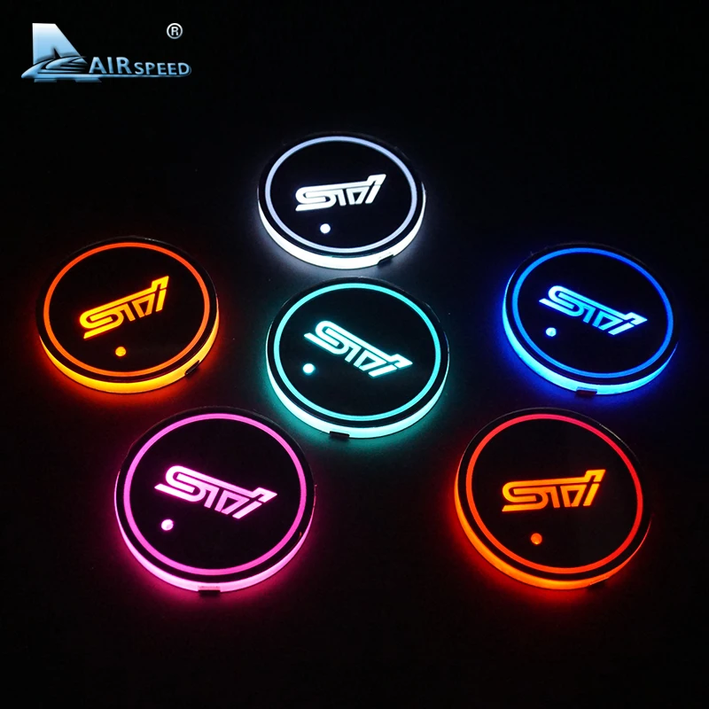 

Airspeed STI LED Cup Coaster Cup Holder Acrylic Coasters for Subaru Levorg XV STI Forester WRX Impreza Accessories Car-styling