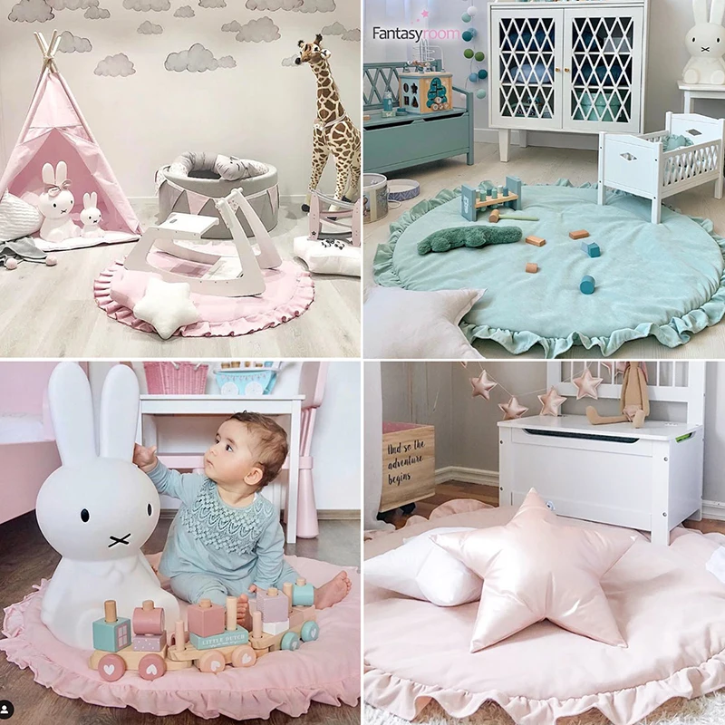 

Baby Plat Mat Soft Cotton Gaming Mat For Childrens Carpet Newborns Cute Developing Mat Kids Rug Room Decoration Princess Gifts