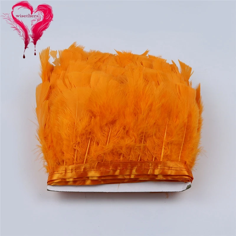 4 orange turkey feather trims 1