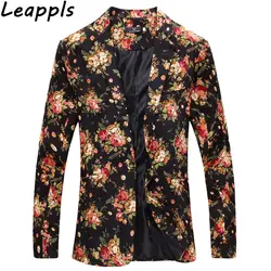 Leappls мужской цветочный блейзер и куртки Slim fit Мода цветок свадебное платье мужской блейзер дизайн костюм мужской 2018 осень весна новый