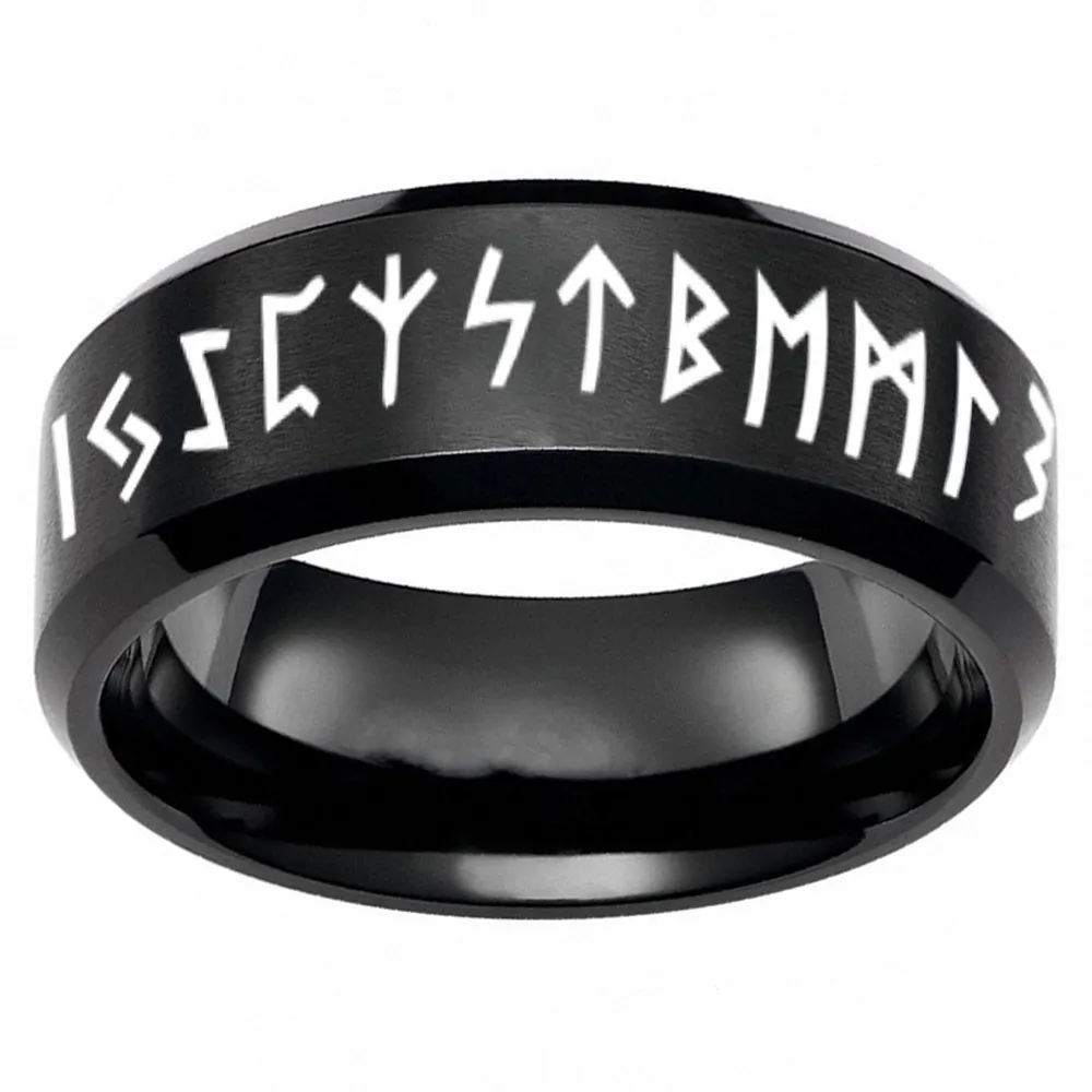 

Dropshipping Stainless Steel Viking Rings Men norse viking Amulet rune words Odin 's Symbol for men scandinavian ring jewelry