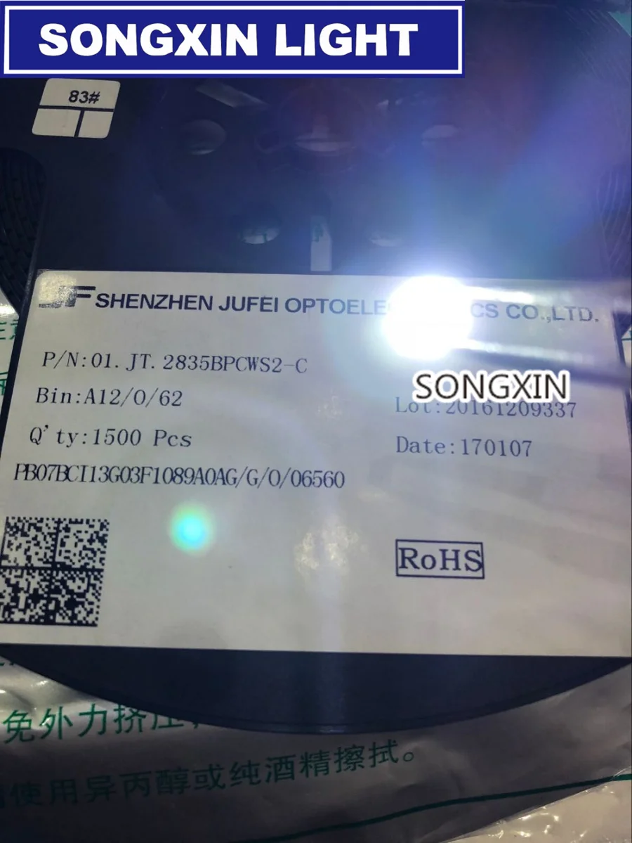 100 шт./лот Jufei 3528 SMD LED 2835 6V холодный белый 96LM для ЖК телевизора подсветка приложения