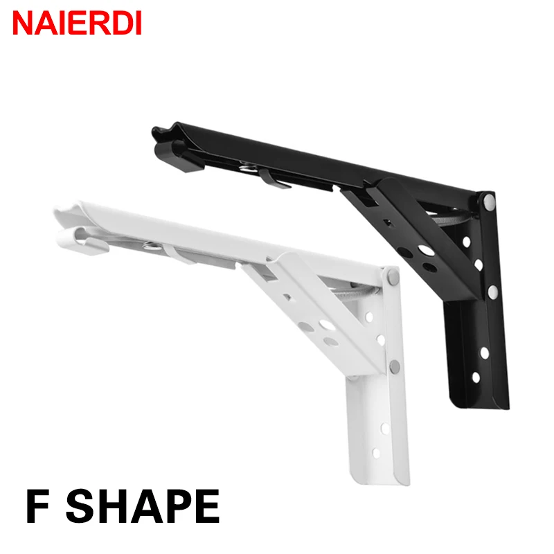 NAIERDI-Soporte ajustable pesado de montaje en pared, ángulo de plegado triangular, para banco, mesa, estante, mueble, hardware, 2 uds.