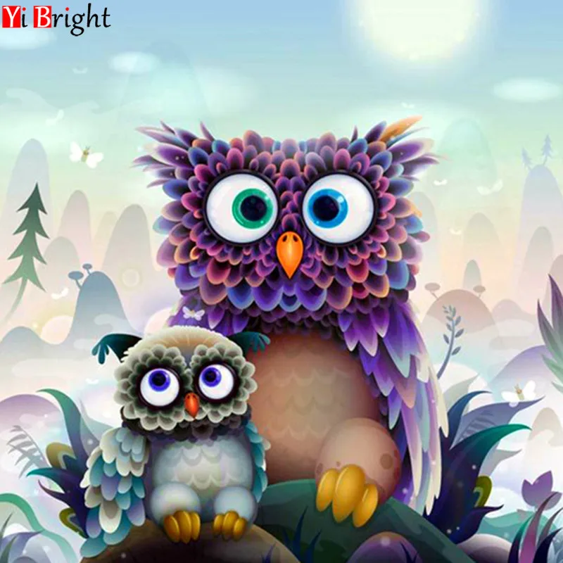 

Cartoon DIY Diamond Painting Owl Needlework Full Square Resin Diamond Mosaic Handicraft Kits Wall Decor XY1