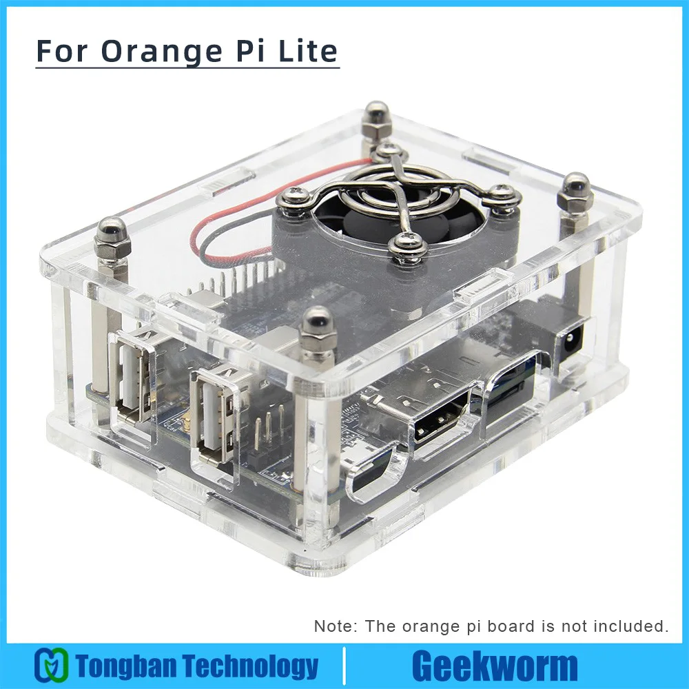 

Orange Pi Lite Acrylic Case with Fan Kit Transparent Enclosure Protective Shell Set for Orange Pi Lite